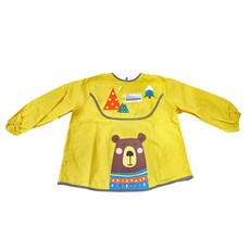 LEMONKID 檸檬寶寶 女款新卡通動物罩衣畫畫衣, XL, 黃色小熊