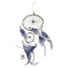 捕夢網掛式小夜燈, 帶羽毛, 白色