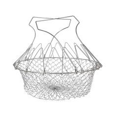 MIKA HOUSE 橘之屋 304不銹鋼伸縮瀝水油炸籃, 手提設計, 可折疊收納, 23 x 23 x 11cm, F-205, 1個