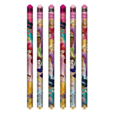 迪士尼公主系列2B大三角鉛筆(6支入) 兒童學習用品 正版授權, 1組, 公主系列