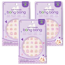 Bong Bong Friends Nail Friends Bong Bong 8歲以上青少年用黏貼式美甲, 亮片粉紅玫瑰, 3個