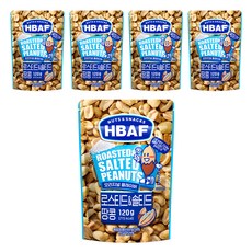 HBAF 넛츠 앤 스낵스 로스티드 앤 솔티드 땅콩, 120g, 5개