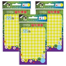 鶴屋 圓形 螢光標籤 102G 黃色, 3個, 672個裝