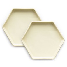 PRELUDE 6角餐盤 M號, 2個, 盤子, 象牙白