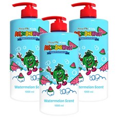 Funny Pia Kids 3合1洗潤髮沐浴乳 西瓜香, 1L, 3瓶