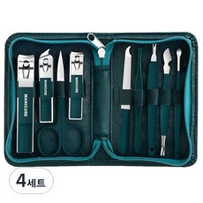 Salimssok 便攜式9件組腳指甲剪指甲剪套組, 4套, 綠色