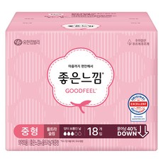 좋은느낌 뉴울트라 슬림 날개형 생리대, 중형, 18개입, 1개