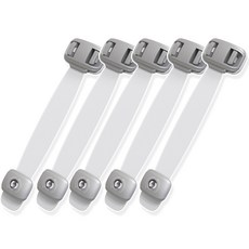 冰箱防開安全鎖組 帶型, 5入, 灰色