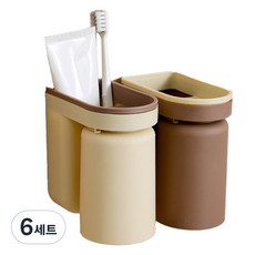 모나코올리브 밀크넛 양치컵 2종 세트, 밀크화이트, 카라멜, 6세트