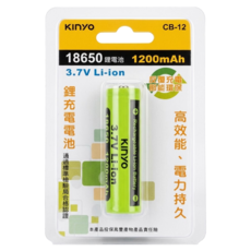 Kinyo 18650 二次鋰單電池 CB-12 33g 18 x 65mm, 1入, 1顆