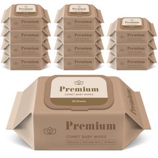 코멧 프리미엄 휴대용 아기물티슈 엠보싱 캡형, 75g, 20개입, 12개