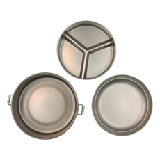 MINE 唐榮抗菌不銹鋼圓形雙層便當盒 14cm, 銀色, 1個