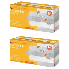 MEDIHAND 美恆 PVC透明手套 加厚6克 M號(掌寬 9cm以下), 100個, 2盒