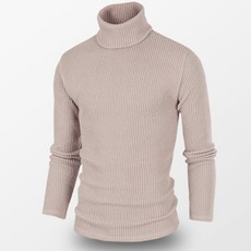 男款雙色羅紋高領針織衫