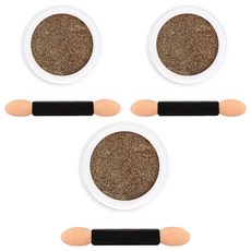 젤로젤로 젤네일 아트 엣지빔 미러 파우더 글리터 + 브러쉬 세트, 3개, JP02 리얼골드(글리터)