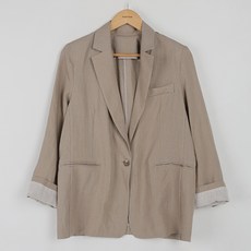 빼빼 여성용 카라넥 배색롤업 린넨 자켓