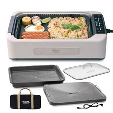 SMART BERRY K-Grill 主機 白色 + 烤盤 + 多用途料理盤 + 燒烤盤 + 專用鍋蓋 + 電源線 + 專用收納袋, SBG-K01(白色)