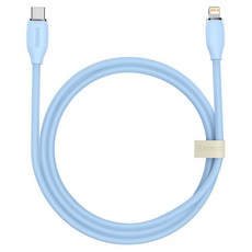 Baseus 倍思 Type C to 8pin PD Lightning 果凍液態矽膠高速充電傳輸線, 淡藍色, 1.2m, 1條