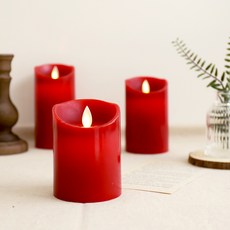 LED蠟燭 茶燭 10 x 7.5 cm + 12.5 x 7.5 cm + 15 x 7.5 cm, 紅色