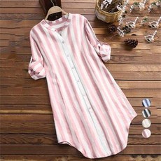 안다로미 롱셔츠 스트라이프 미디 원피스 빅사이즈 포함