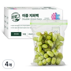 프로그 이중 지퍼백, 중(M), 100개입, 4개