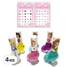 2迷你兒童公主美甲+指甲貼套組 T003T004, 6種水性指甲油+2種貼紙, 4組