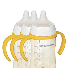 soonsooa 嬰兒用 Double Heart 第3代 互換奶瓶握把, 3個, 橘色