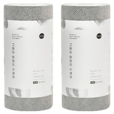 DEARCUS 捲筒型拋棄式洗碗布 雙面超細纖維材質 極度耐用清潔巾, 灰色, 60張, 2捲