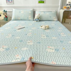 Blue貿易 涼爽冰感乳膠涼感墊套組, 涼感墊+涼感枕頭套 套組, 藍色