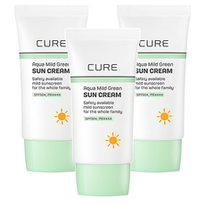 김정문알로에 큐어 아쿠아 마일드 그린 선크림 SPF50+ PA++++, 40ml, 3개