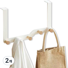 레디박스 공간활용 우드 문걸이 도어행거 5구 후크 길이 20cm, 화이트, 2개