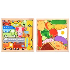 平衡圖案配對拼圖 交通 + 食物套組, 1套