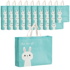 Maket Gamseong 防水不織布購物袋, 30個, 藍色兔子