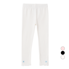 JumpingChickpea 嬰幼兒女童羅紋彈性重點刺繡內搭褲