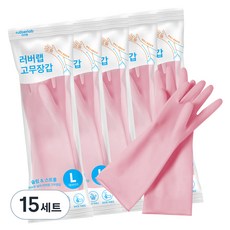 러버랩 국산 고무장갑, 쿨핑크, 대(L), 15세트