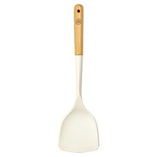 一鳥食器 櫸木矽膠料理密鏟, 31.7x8.8cm, 耐熱 -30~210°C, 白杏色, 1支