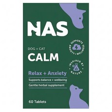 Natural Animal Solutions 天然草本 犬貓用 Calm情緒穩定錠, 1盒, 壓力緩解/安撫情緒/注意力集中, 60顆
