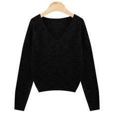 Tteugaejin 女款圈圈紗棉質深V領Arwen針織衫
