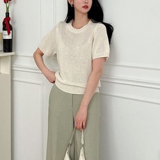 女款透氣簡約基本款Seoden圓領短袖針織衫