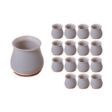 毛氈底矽膠椅腳保護套, 灰色, 16個