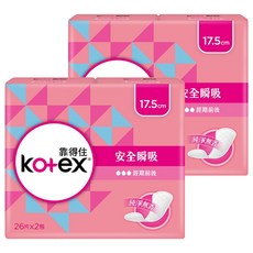 Kotex 靠得住 安全瞬吸護墊 無香, 17.5cm, 52片, 2包