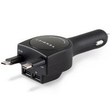 VENDICT 高速捲軸式雙TypeC型插孔充電器, VDT-206-C, 黑色