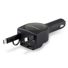 VENDICT 高速捲軸式雙TypeC+ Lightning插孔充電器, VDT-206, 黑色