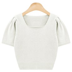 Tteugaejin 女性棉質泡泡袖方領短袖Geurima針織衫