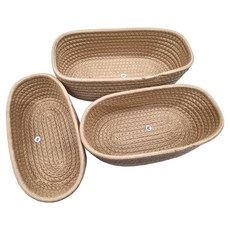 ZAKKA風手工編織棉線收納籃, 大(29 x 15 x 8cm)+中(24 x 13 x 7.5cm)+小(20 x 11 x 7cm), 卡其色, 1組