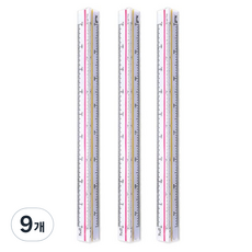 블루마토 삼각스케일자 15cm, 9개, 혼합 색상