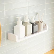 KOXINA 一字型吸盤層架 L + 貼紙 4入, 白色, 1套