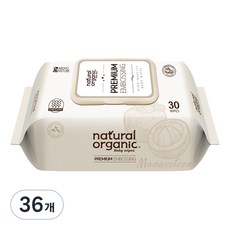 네츄럴오가닉 프리미엄 엠보싱 유아물티슈 휴대캡형, 70g, 30매, 36개