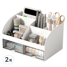 포텐키트 깔끔한 사무용 수납함 21.1 x 14.2 x 12 cm, 화이트, 2개