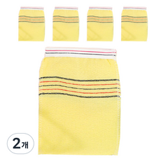 多情多感 手不易滑落 高級鬆緊帶搓澡巾, 2個, 5入, 黃色